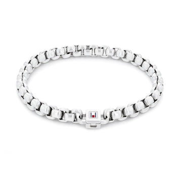Ανδρικό ατσάλινο βραχιόλι Tommy Hilfiger 2790367 σε ασημένιο χρώμα με πλέξη μπρασελέ.